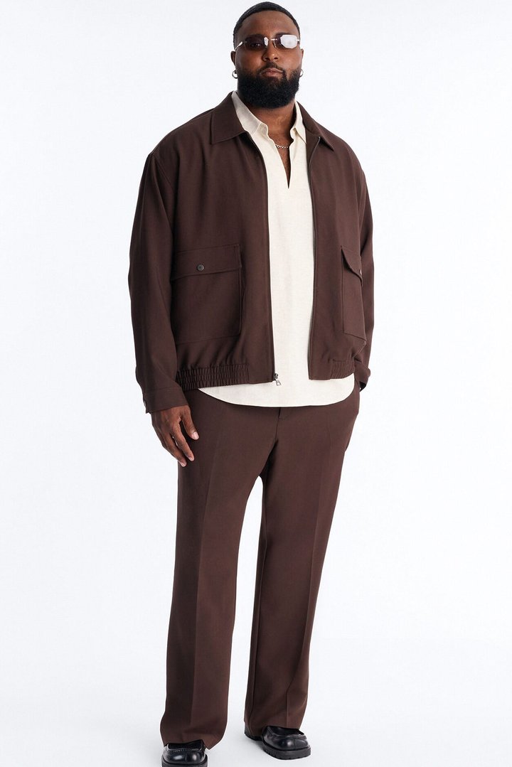 Modern Essential Slim Flare Slit Trouser - Chocolate
