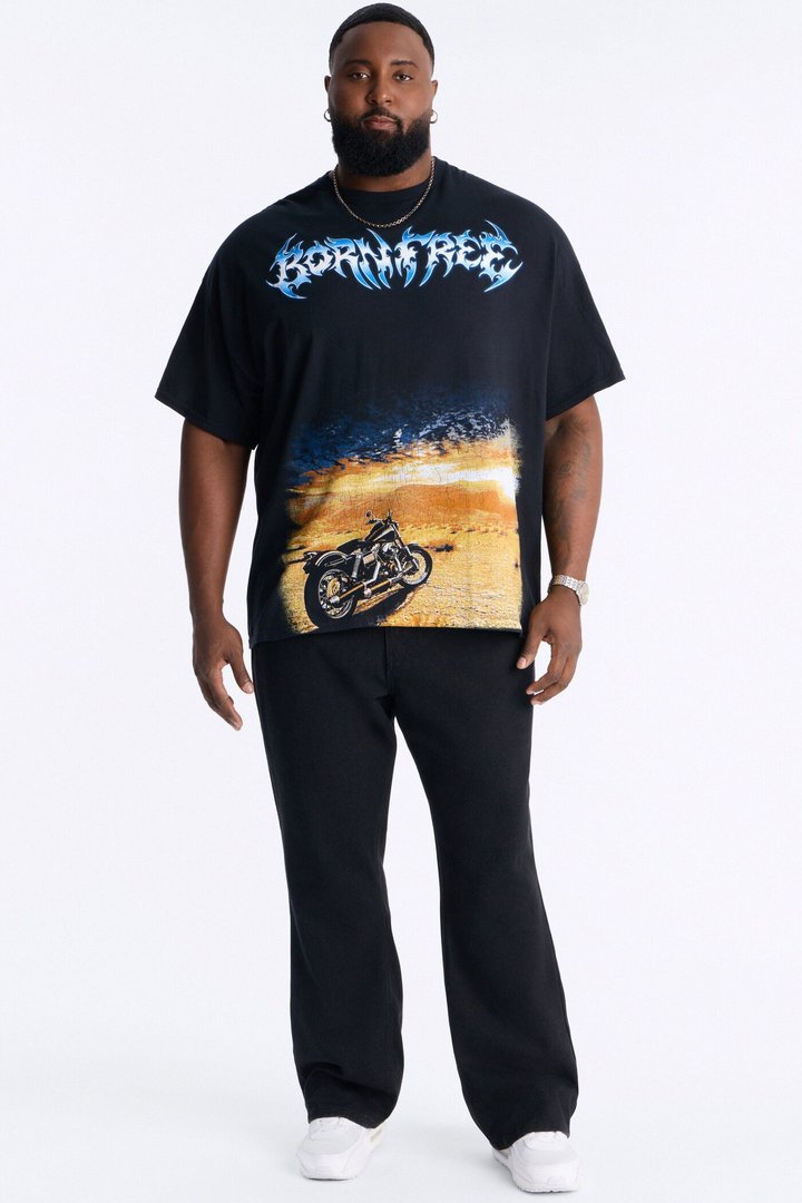 Born Free Oversized Short Sleeve Tee - Black