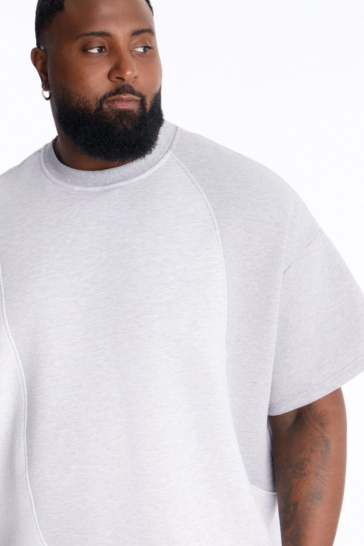Oversized Neapolitan Paneled Sweatshirt - Grey/combo