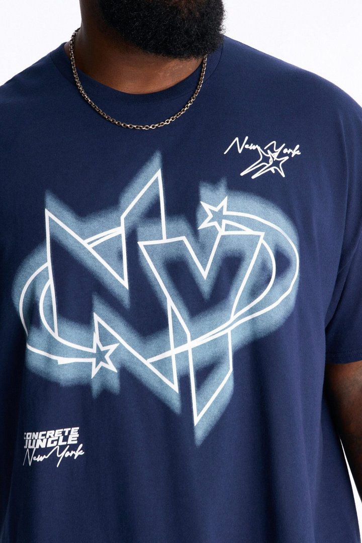 NY Stars Oversized Short Sleeve Tee - Navy