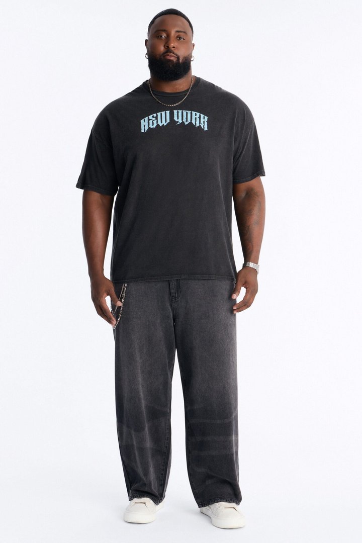 New York Bridge Oversized Short Sleeve Tee - Black
