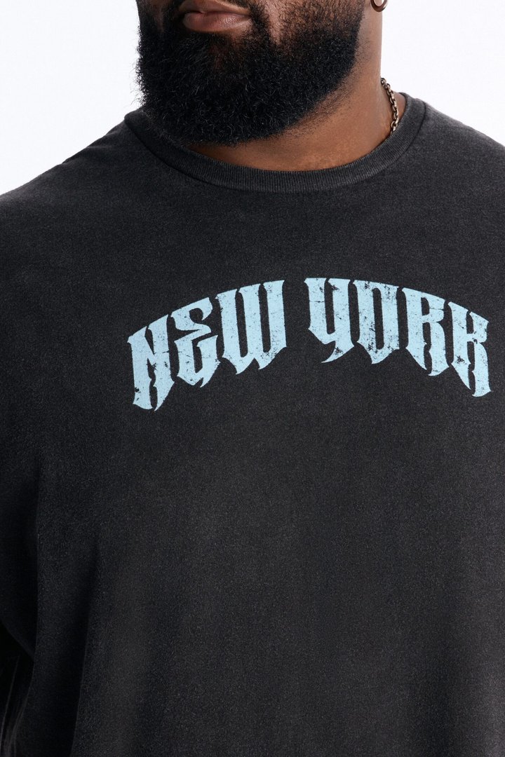 New York Bridge Oversized Short Sleeve Tee - Black