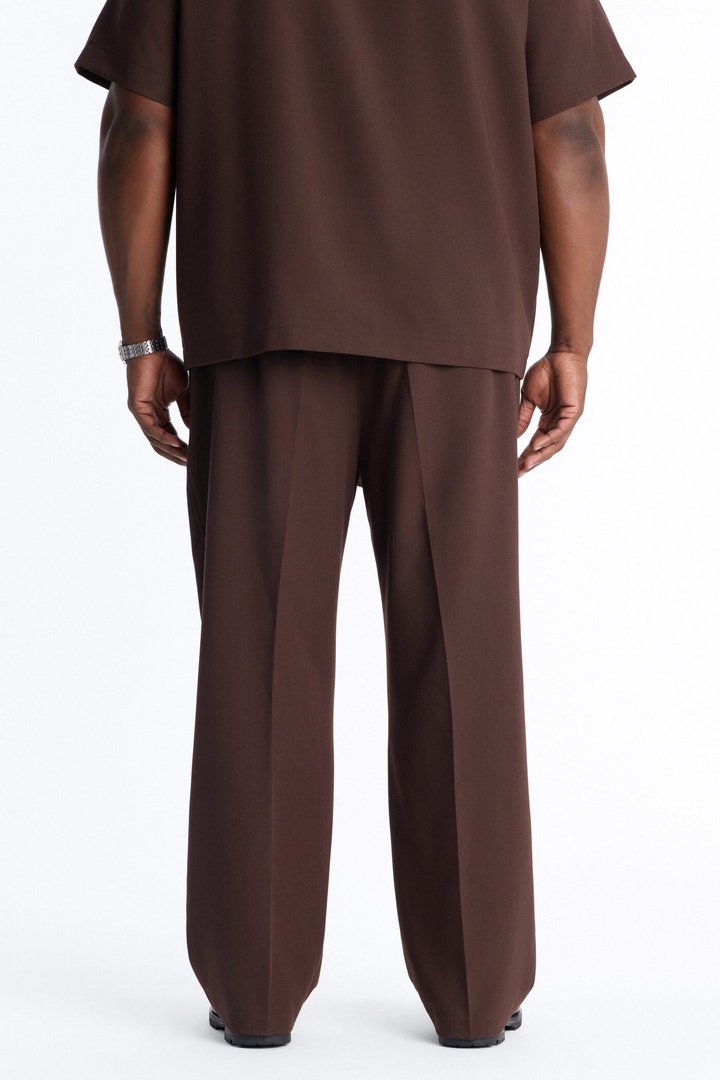 Modern Essential Relaxed Straight Hybrid Waist Trouser - Chocolate