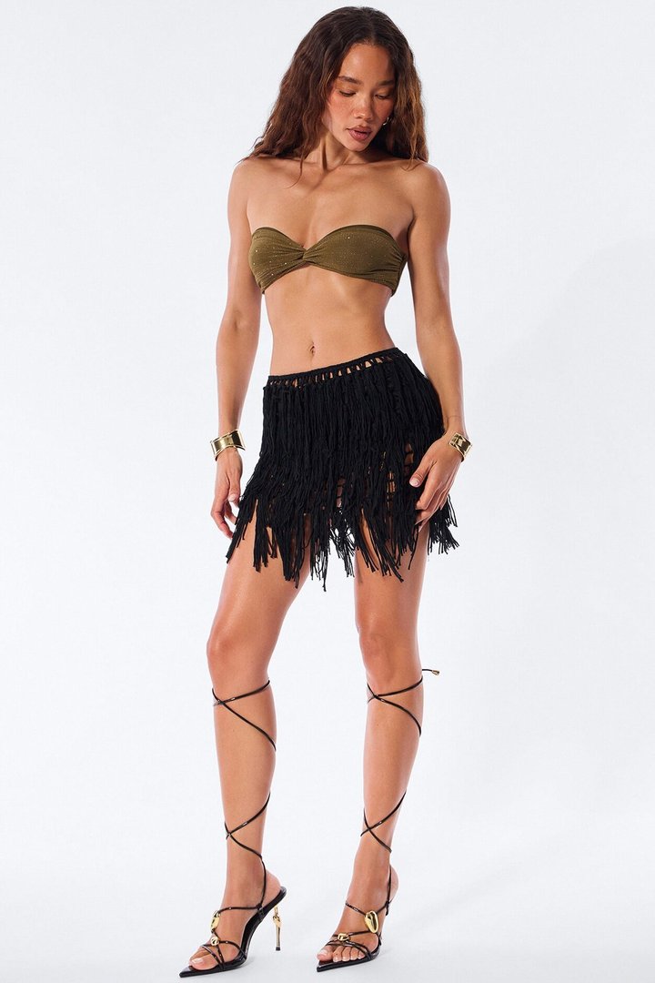 Desert Goddess Crochet Mini Skirt - Black