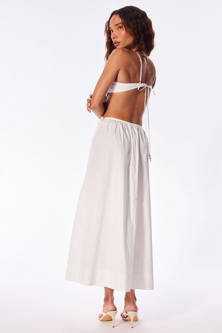 Daydream Poplin Midi Skirt Set - White