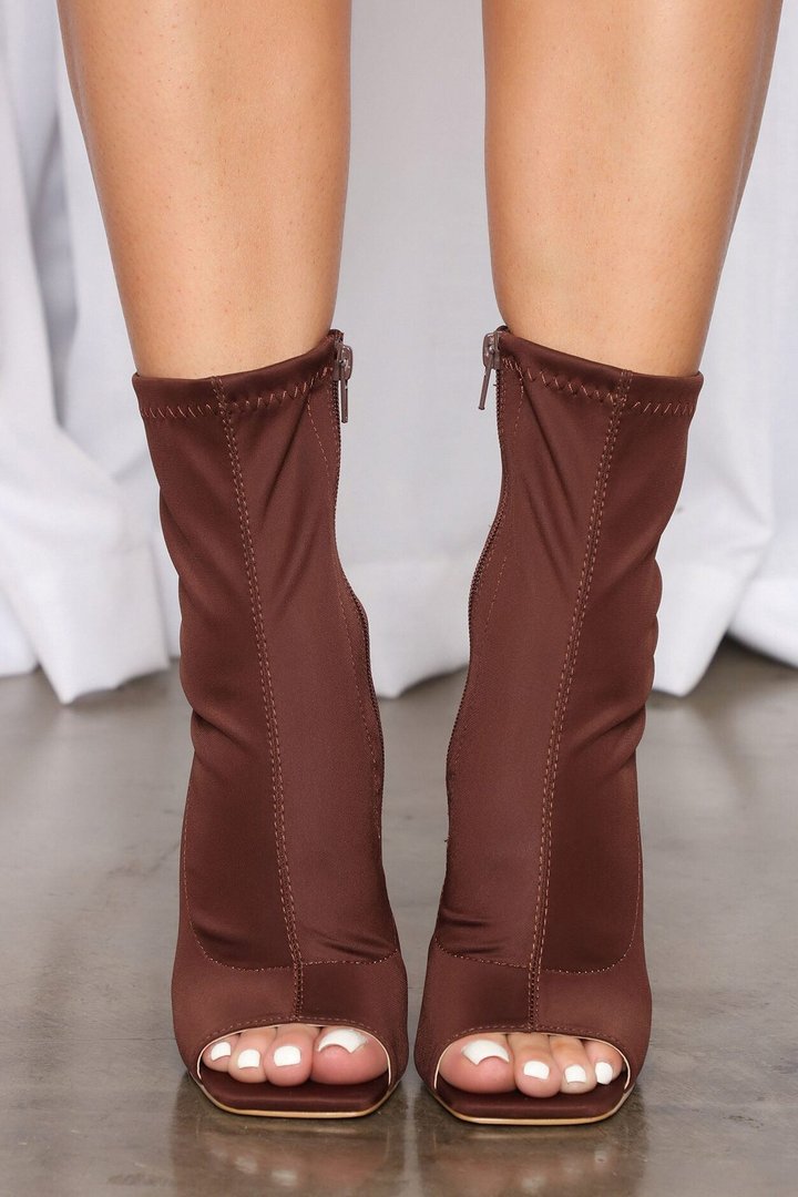 You Interest Me Open Toe Booties - Brown