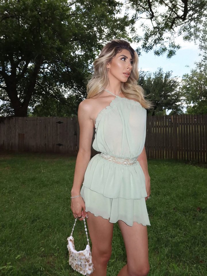 Sweet Like Summer Chiffon Mini Dress - Sage