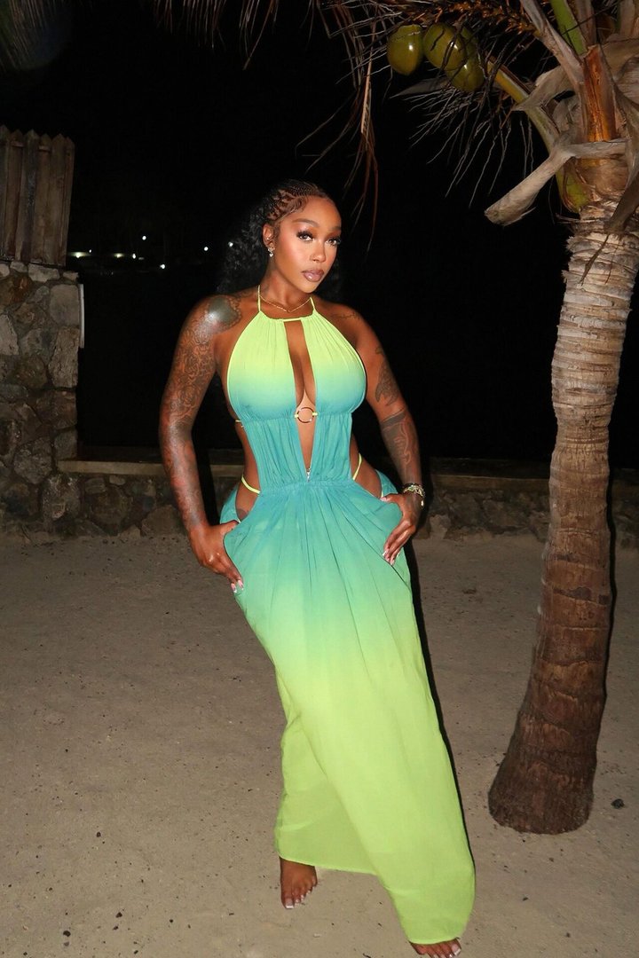 Sweet Paradise Chiffon Ombre Maxi Dress - Green/combo