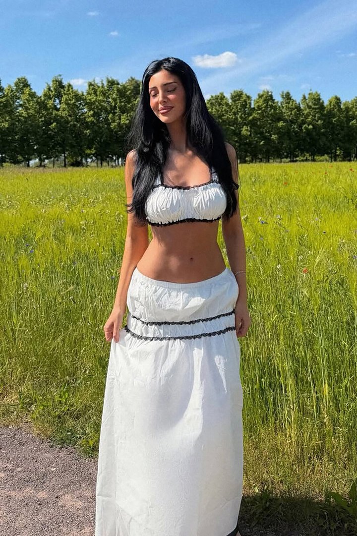 Wildflower Maxi Skirt Set - White