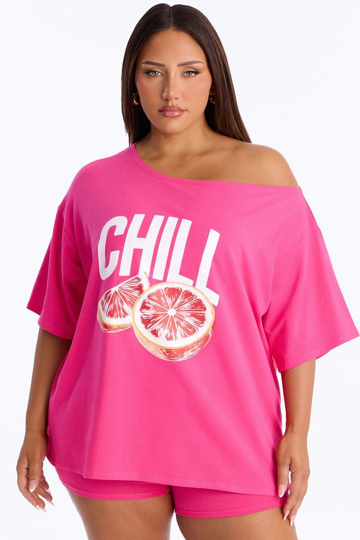 So Chill Off Shoulder Short Set - Pink