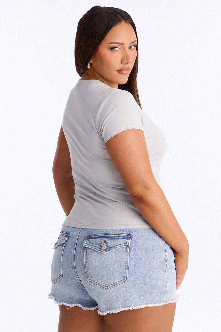 Alyssa Crew Neck Top - Light Grey