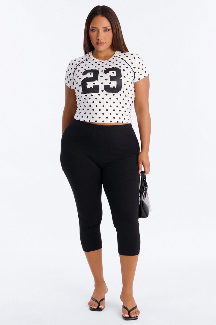 Girly And Sporty Polka Dot Baby Tee - White/Black