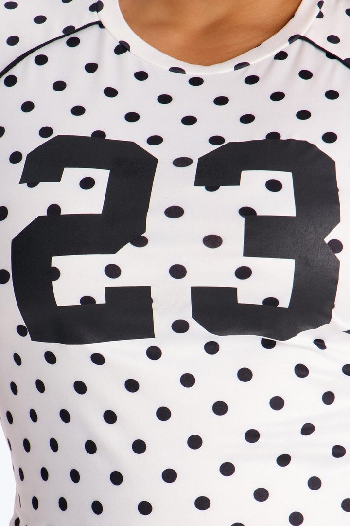 Girly And Sporty Polka Dot Baby Tee - White/Black