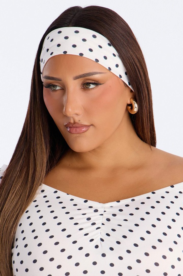 Becca Polka Dot Off Shoulder 2 Piece Top - White/combo