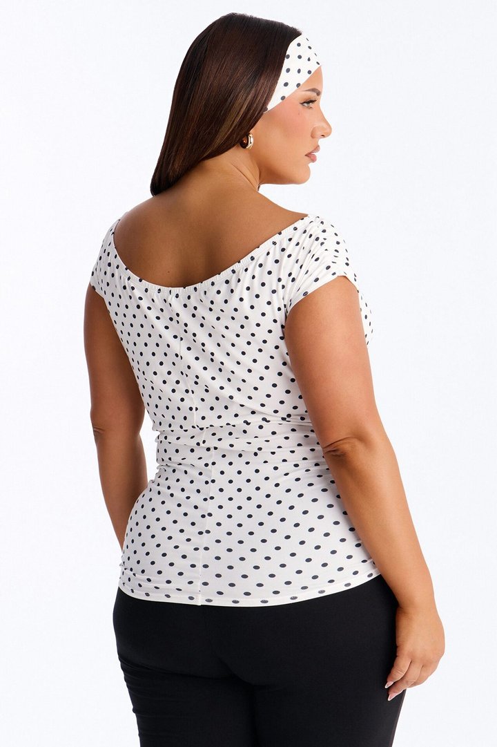 Becca Polka Dot Off Shoulder 2 Piece Top - White/combo