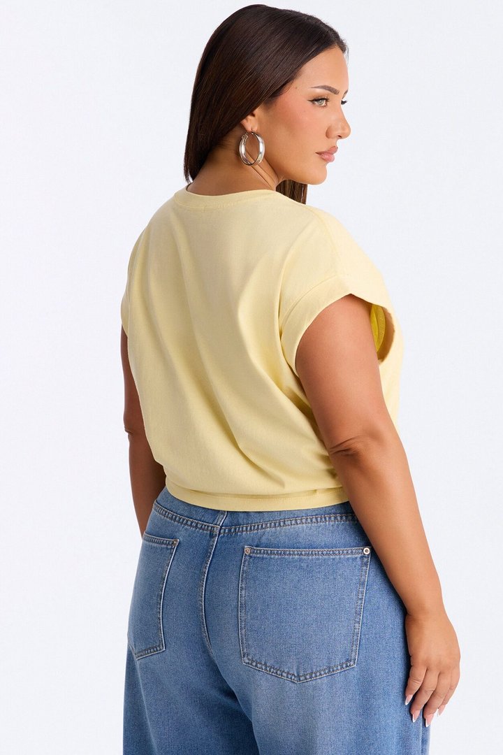 Take A Break Crew Neck Baby Tee - Butter Yellow