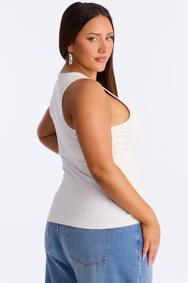 Running Around Scoop Neck Built in Bra Tank Top - Grey