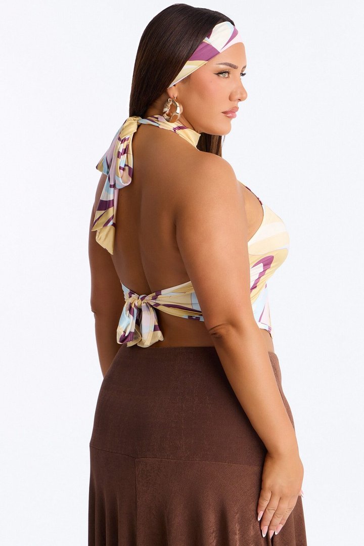 Euro Escape 2 Piece Headband and Halter Top - Yellow/combo