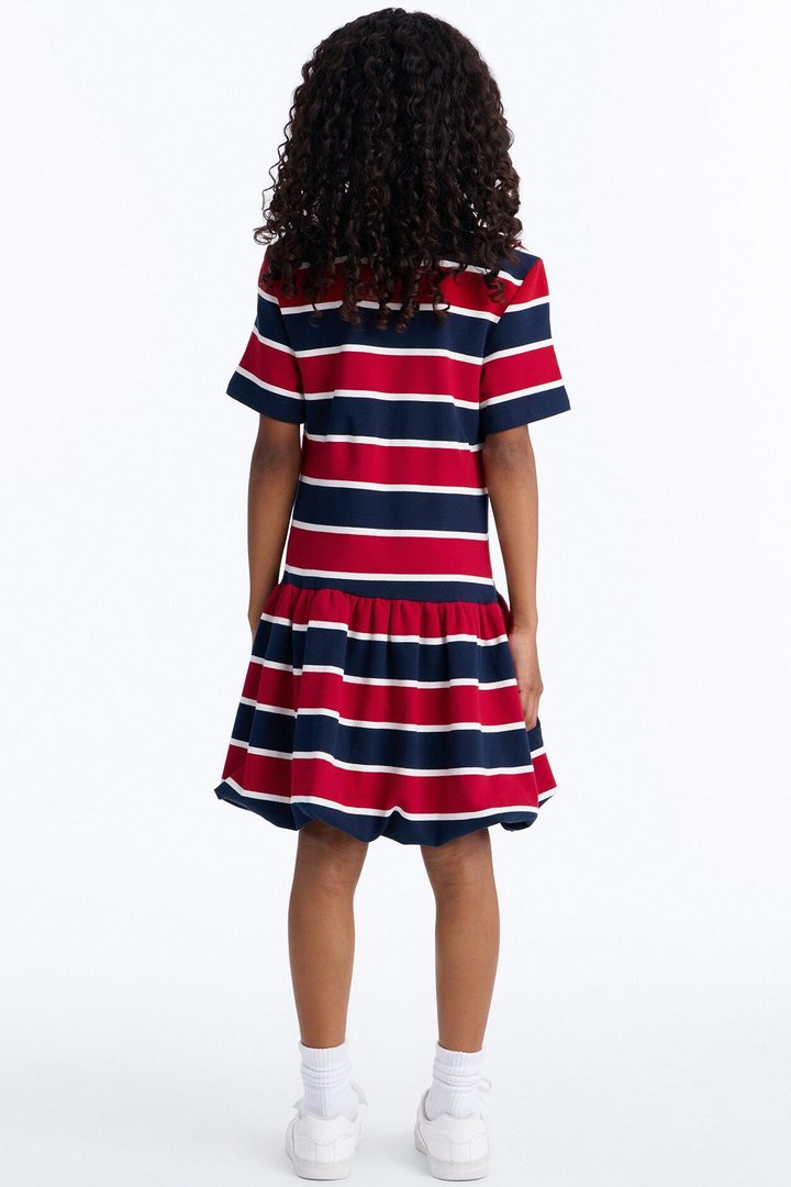 Mini Hayes Striped Bubble Mini Dress - Navy/Red