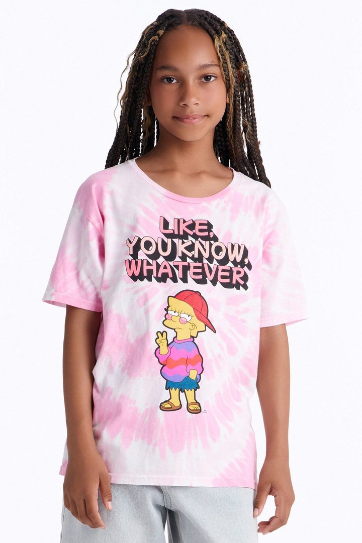 Mini Lisa Simpson Like Whatever Short Sleeve Tee - Pink/combo