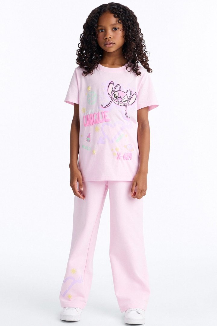 Mini Angel Stay Unique Wide Leg Pant Set - Pink