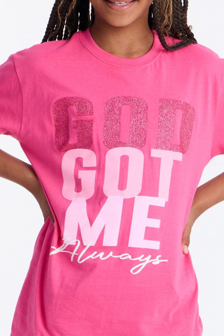 Mini God Got Me Always Short Sleeve Tee - Pink
