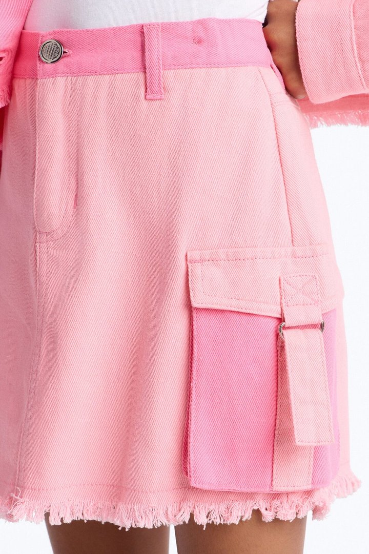 Mini You Better Flaunt It Denim Skirt - Pink