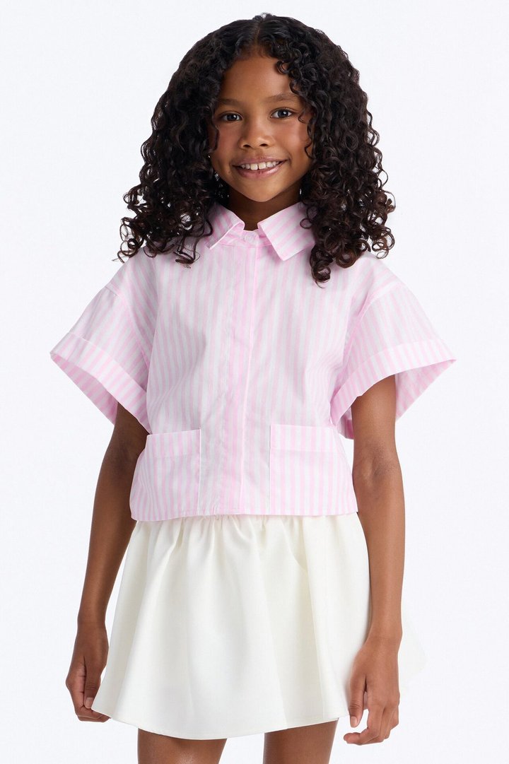 Mini Beachside Babe Striped Shirt - Pink/combo