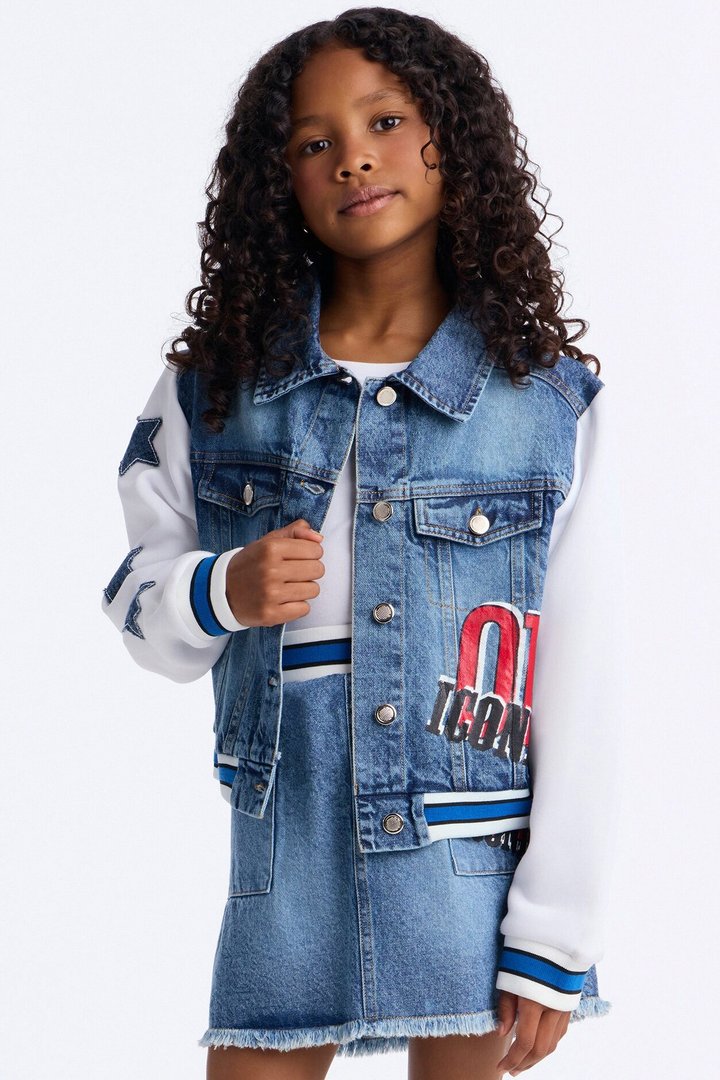 Mini Iconic Girls Only Denim Jacket - Medium Wash