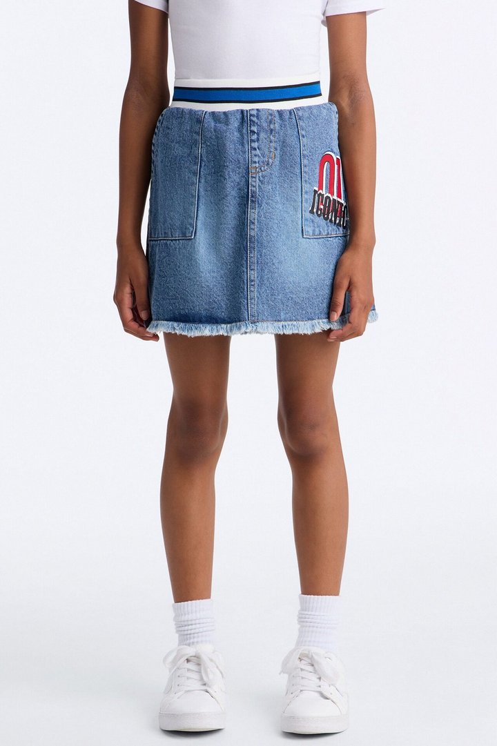 Mini Iconic Girls Only Denim Skirt - Medium Wash