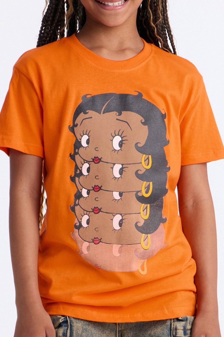 Mini Betty Boop On Repeat Short Sleeve Tee - Orange