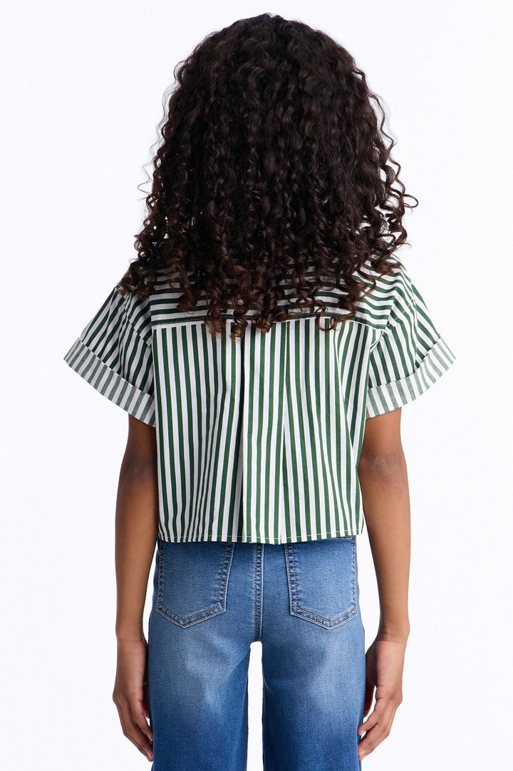 Mini Beachside Babe Striped Shirt - Green/combo