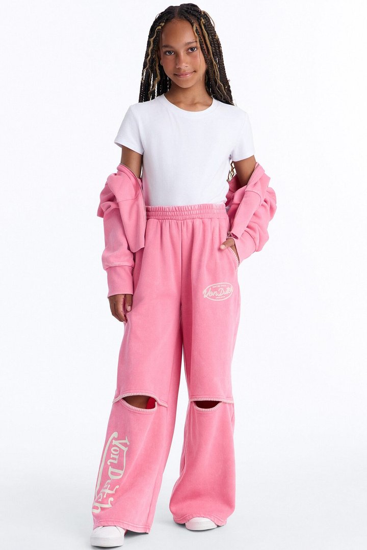 Mini Von Dutch Washed Faded Love Pants - Pink