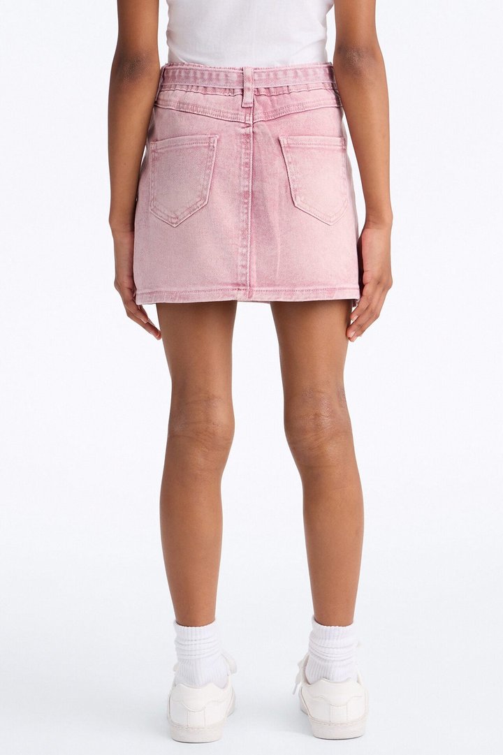 Mini Be About It Studded Denim Mini Skirt - Pink