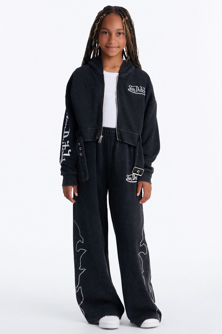 Mini Von Dutch Edgy Washed Fleece Hoodie - Black Wash