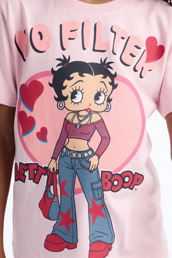 Mini Betty Boop No Filter Short Sleeve Tee - Pink
