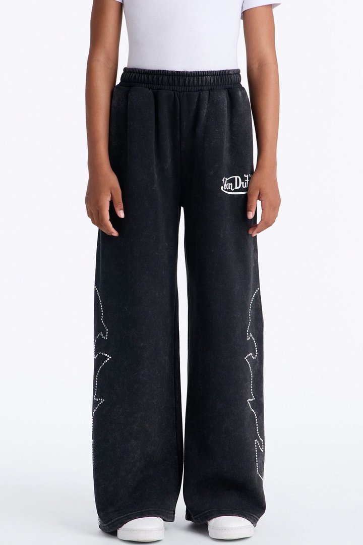 Mini Von Dutch Washed Fleece Pants - Black Wash