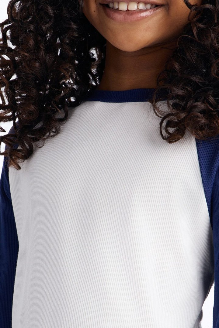 Mini Kendra Raglan Top - Navy/combo