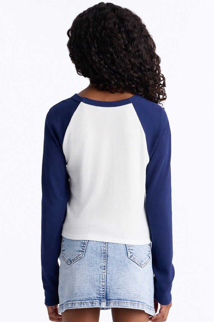 Mini Kendra Raglan Top - Navy/combo