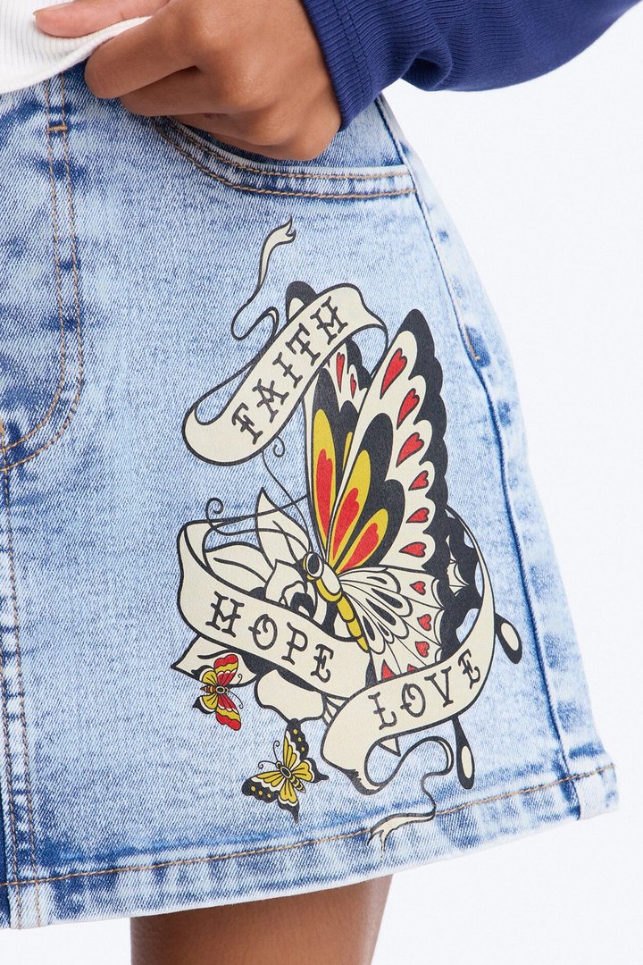 Mini Brooklyn Baby Denim Mini Skirt - Light Wash