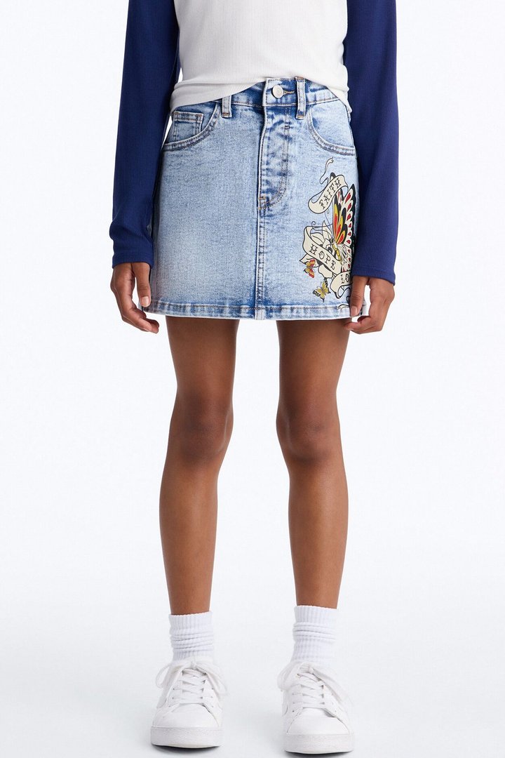 Mini Brooklyn Baby Denim Mini Skirt - Light Wash