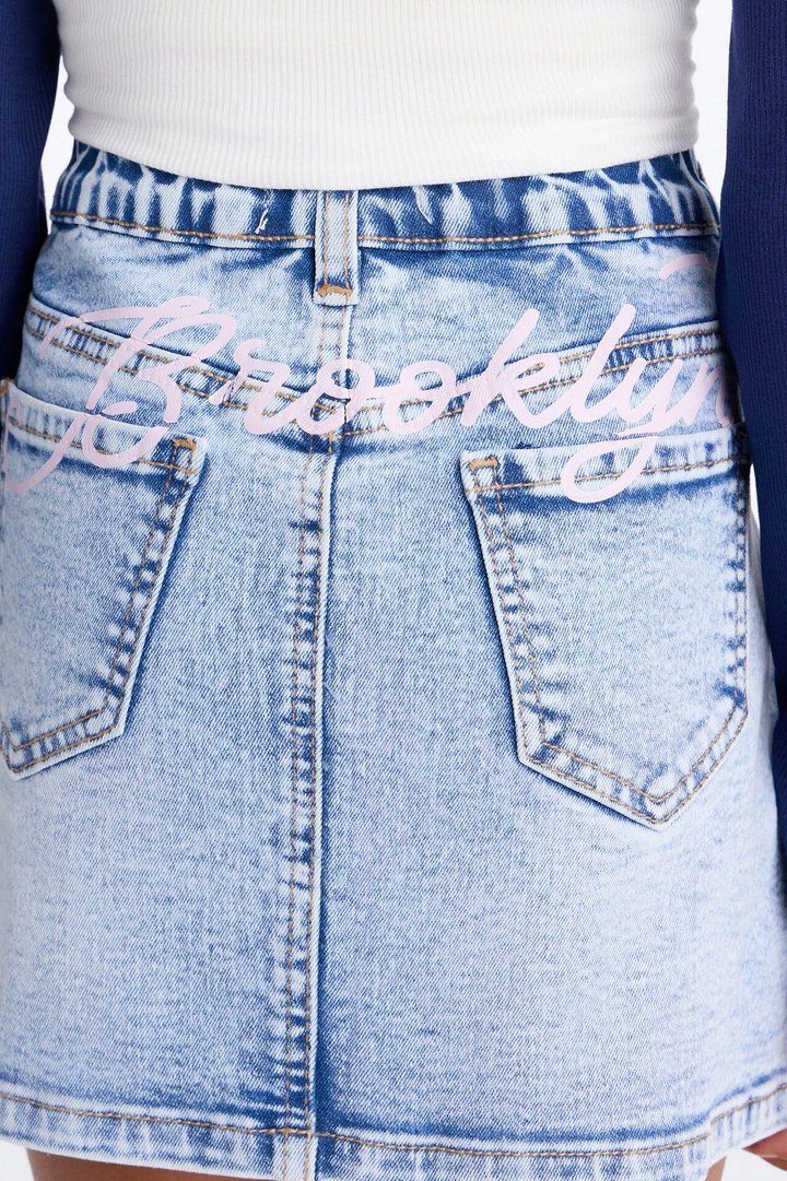 Mini Brooklyn Baby Denim Mini Skirt - Light Wash