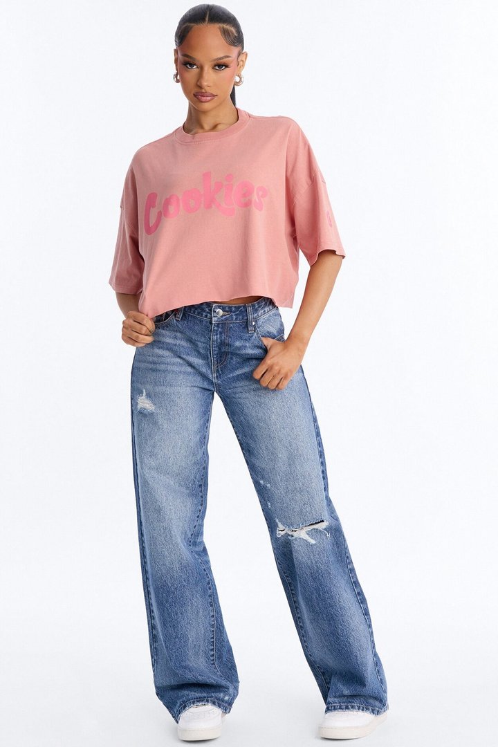 Cookies Cropped Girly Tee - Pink