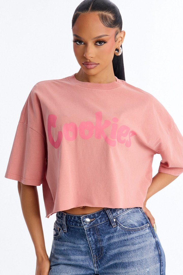 Cookies Cropped Girly Tee - Pink