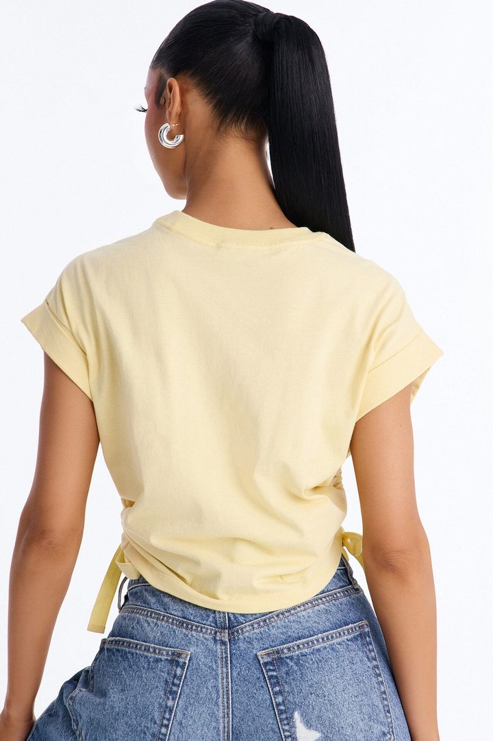 Take A Break Crew Neck Baby Tee - Butter Yellow