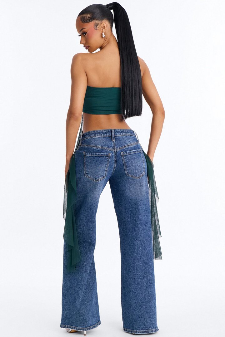 Lucky Strapless Ruffle Tube Top - Hunter