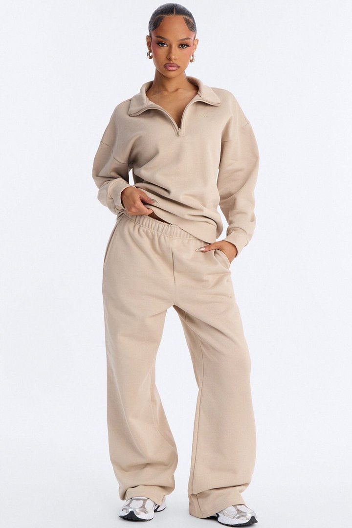Libby Fleece Straight Leg Sweatpant - Taupe