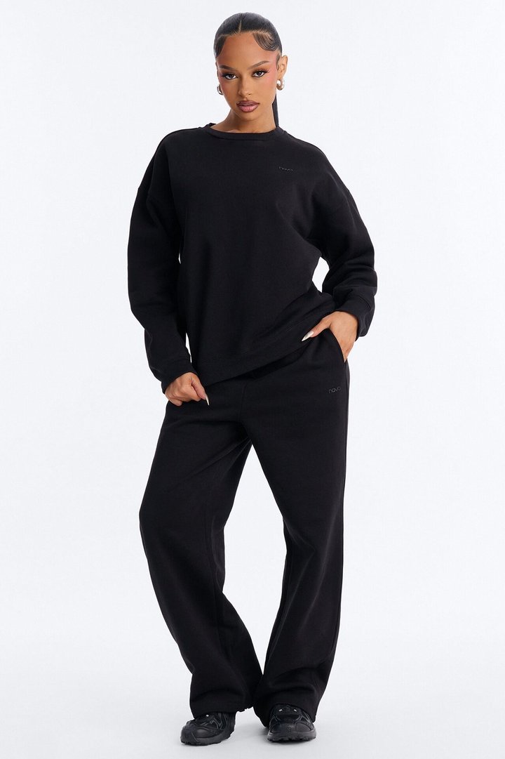 Libby Crew Neck Fleece Sweatshirt - Black