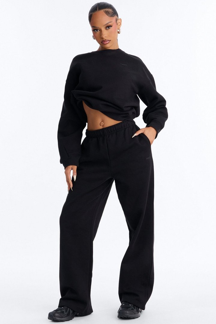 Libby Fleece Straight Leg Sweatpant - Black