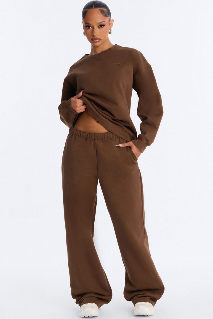 Libby Fleece Straight Leg Sweatpant - Brown